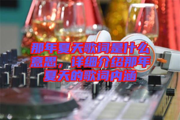 那年夏天歌詞是什么意思，詳細介紹那年夏天的歌詞內(nèi)涵
