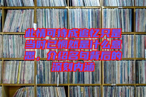 此情可待成追憶只是當(dāng)時(shí)已惘然是什么意思，介紹名句背后的深刻內(nèi)涵