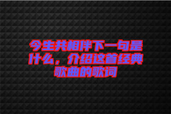 今生共相伴下一句是什么，介紹這首經(jīng)典歌曲的歌詞