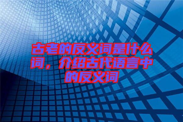 古老的反義詞是什么詞，介紹古代語言中的反義詞