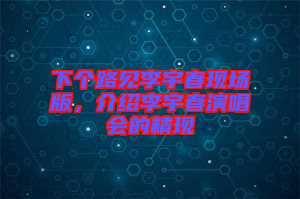 下個(gè)路見李宇春現(xiàn)場版，介紹李宇春演唱會(huì)的精現(xiàn)