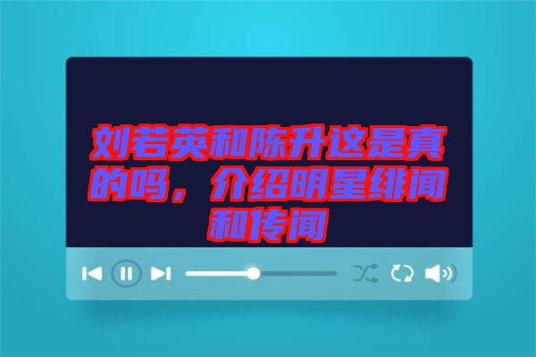 劉若英和陳升這是真的嗎，介紹明星緋聞和傳聞