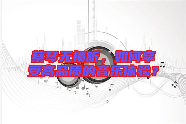 蔡琴無損聽，如何享受高品質(zhì)的音樂體驗(yàn)？