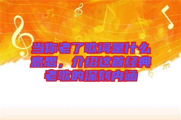 當(dāng)你老了歌詞是什么意思，介紹這首經(jīng)典老歌的深刻內(nèi)涵