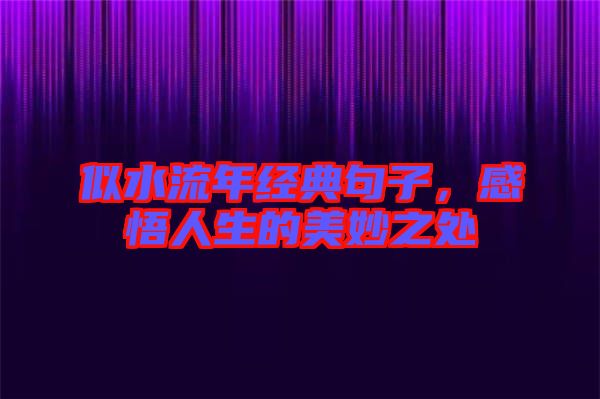 似水流年經(jīng)典句子，感悟人生的美妙之處