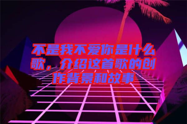 不是我不愛你是什么歌，介紹這首歌的創(chuàng)作背景和故事