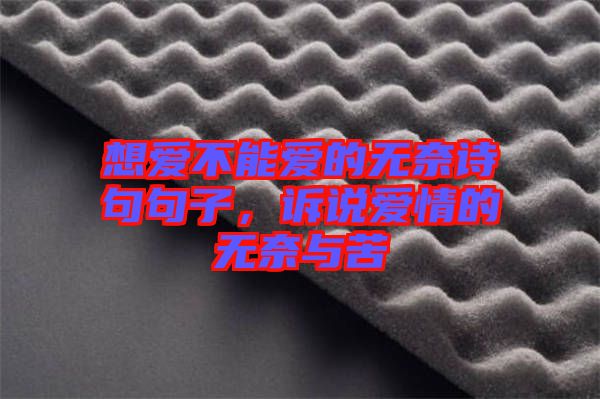 想愛不能愛的無奈詩句句子，訴說愛情的無奈與苦