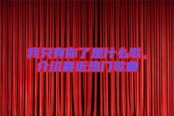 我只有你了是什么歌，介紹最近熱門歌曲