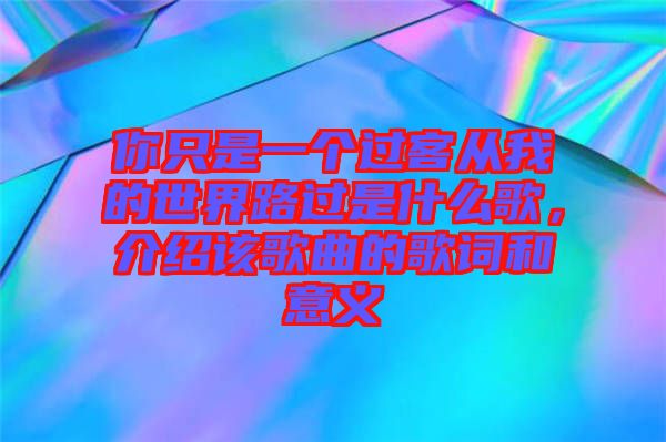 你只是一個(gè)過客從我的世界路過是什么歌，介紹該歌曲的歌詞和意義