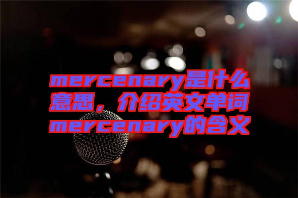 mercenary是什么意思，介紹英文單詞mercenary的含義