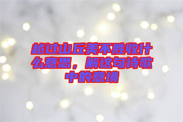 越過山丘美不勝收什么意思，解這句詩歌中的意境