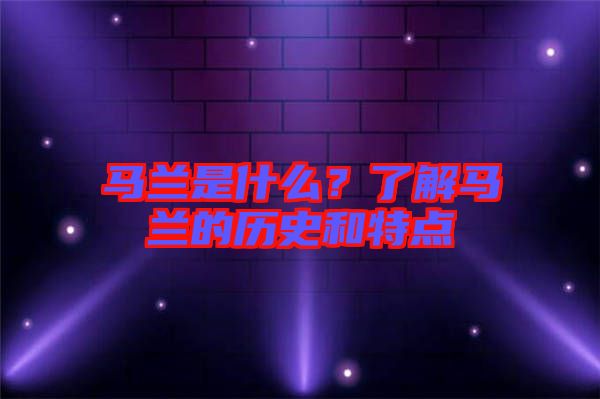 馬蘭是什么？了解馬蘭的歷史和特點(diǎn)