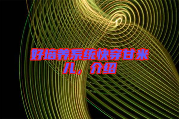 好培養(yǎng)系統(tǒng)快穿甘米兒，介紹