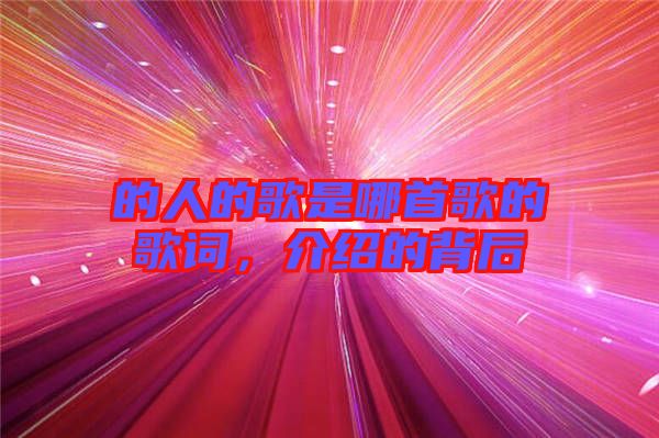 的人的歌是哪首歌的歌詞，介紹的背后