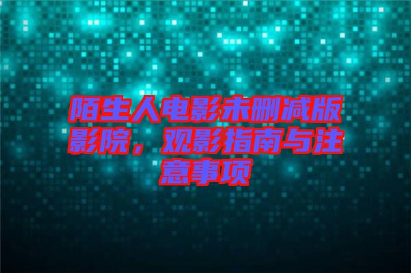 陌生人電影未刪減版影院，觀影指南與注意事項(xiàng)