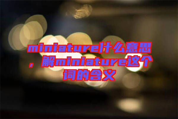 miniature什么意思，解miniature這個詞的含義