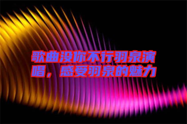 歌曲沒你不行羽泉演唱，感受羽泉的魅力