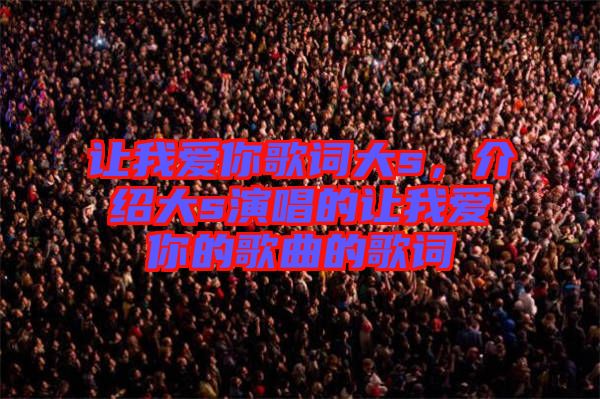 讓我愛你歌詞大s，介紹大s演唱的讓我愛你的歌曲的歌詞