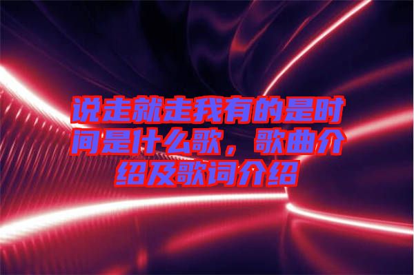 說走就走我有的是時(shí)間是什么歌，歌曲介紹及歌詞介紹