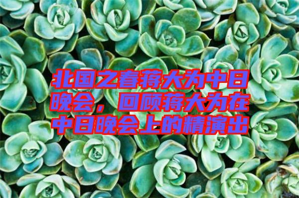 北國之春蔣大為中日晚會，回顧蔣大為在中日晚會上的精演出