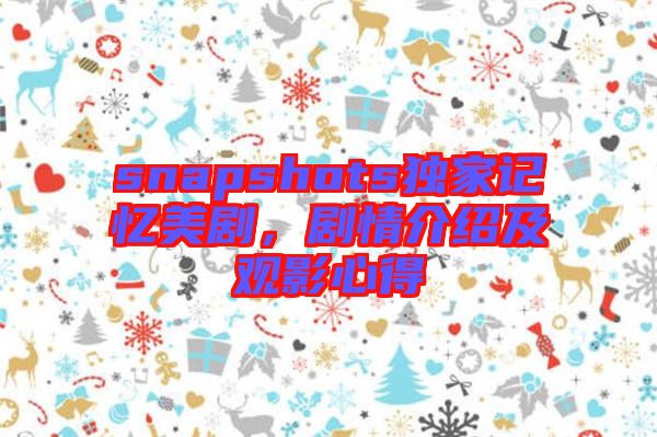 snapshots獨家記憶美劇，劇情介紹及觀影心得