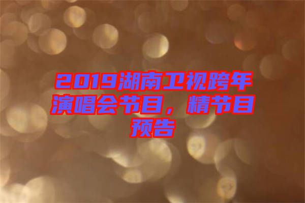 2019湖南衛(wèi)視跨年演唱會節(jié)目，精節(jié)目預(yù)告