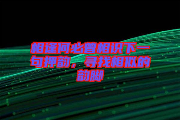 相逢何必曾相識(shí)下一句押韻，尋找相似的韻腳