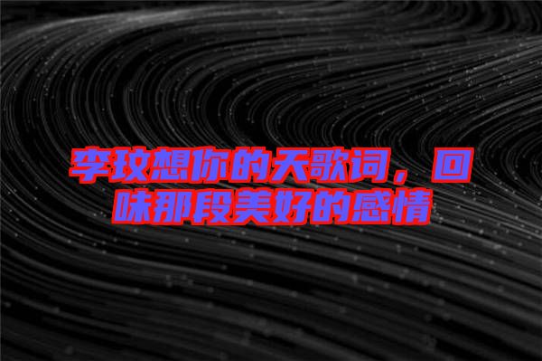 李玟想你的天歌詞，回味那段美好的感情