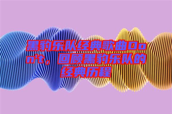 黑豹樂隊經(jīng)典歌曲Don't，回顧黑豹樂隊的經(jīng)典歷程