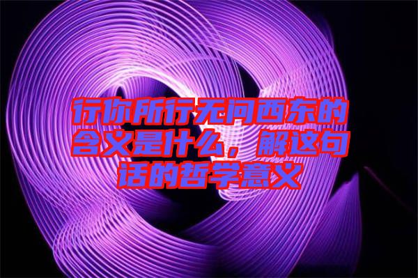 行你所行無(wú)問(wèn)西東的含義是什么，解這句話的哲學(xué)意義