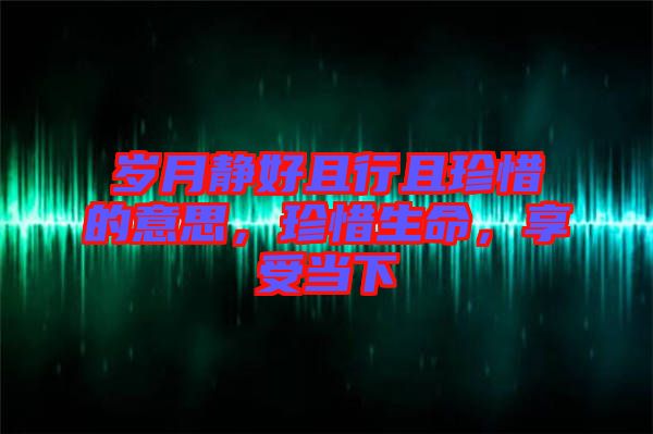 歲月靜好且行且珍惜的意思，珍惜生命，享受當(dāng)下