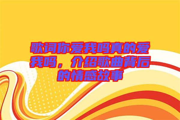 歌詞你愛我嗎真的愛我嗎，介紹歌曲背后的情感故事