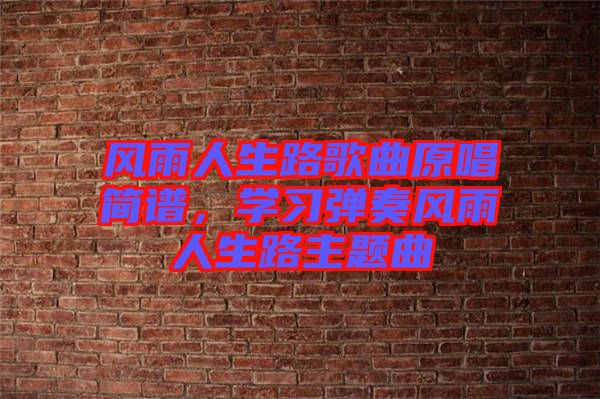 風(fēng)雨人生路歌曲原唱簡譜，學(xué)習(xí)彈奏風(fēng)雨人生路主題曲