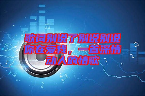 歌詞別說(shuō)了別說(shuō)別說(shuō)你在愛(ài)我，一首深情動(dòng)人的情歌