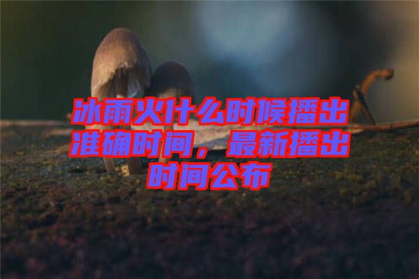 冰雨火什么時候播出準(zhǔn)確時間，最新播出時間公布