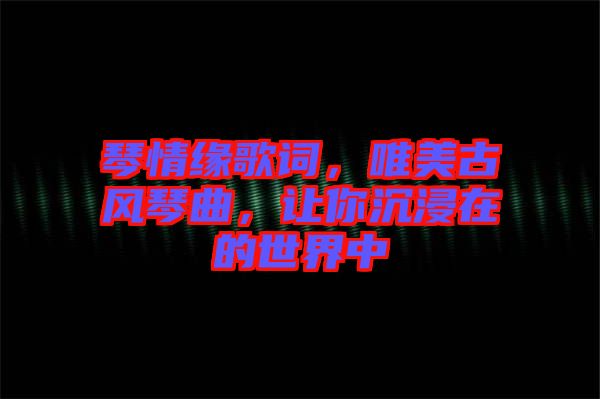 琴情緣歌詞，唯美古風(fēng)琴曲，讓你沉浸在的世界中