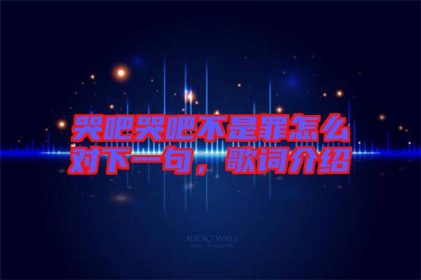 哭吧哭吧不是罪怎么對下一句，歌詞介紹