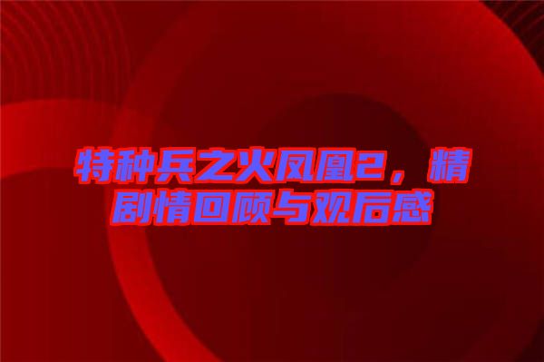 特種兵之火鳳凰2，精劇情回顧與觀后感