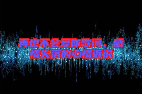 再也不會愛你歌詞，感情失落的心情訴說
