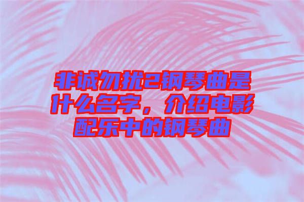 非誠勿擾2鋼琴曲是什么名字，介紹電影配樂中的鋼琴曲