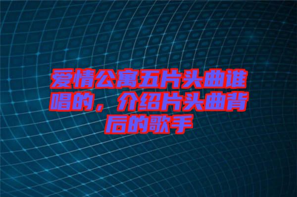 愛情公寓五片頭曲誰唱的，介紹片頭曲背后的歌手