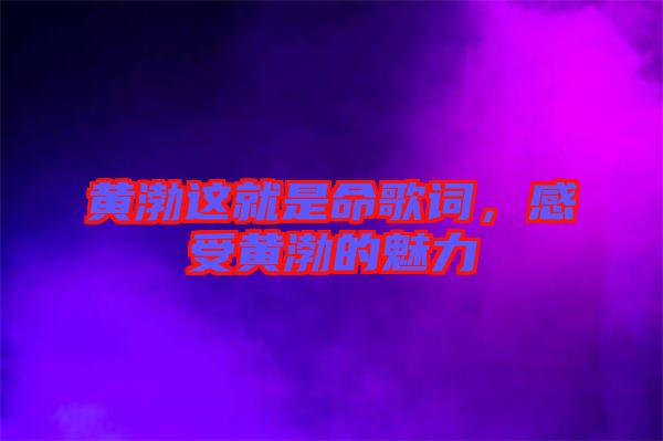 黃渤這就是命歌詞，感受黃渤的魅力