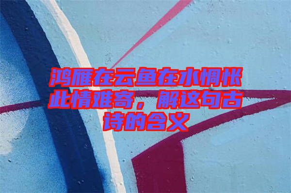 鴻雁在云魚在水惆悵此情難寄，解這句古詩的含義