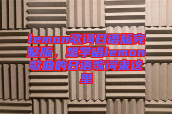 lemon歌詞日語版完整版，想學(xué)唱lemon歌曲的日語歌詞來這里