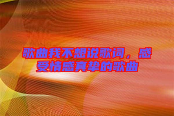 歌曲我不想說歌詞，感受情感真摯的歌曲