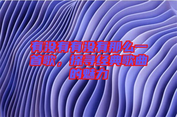 有沒有有沒有那么一首歌，探尋經(jīng)典歌曲的魅力