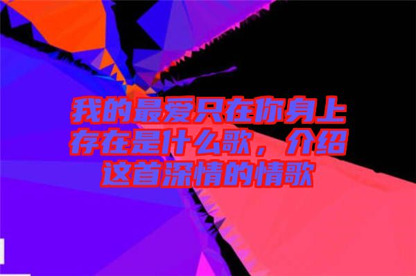 我的最愛只在你身上存在是什么歌，介紹這首深情的情歌