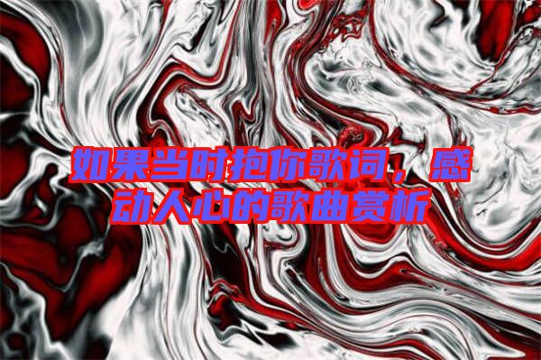 如果當(dāng)時(shí)抱你歌詞，感動(dòng)人心的歌曲賞析