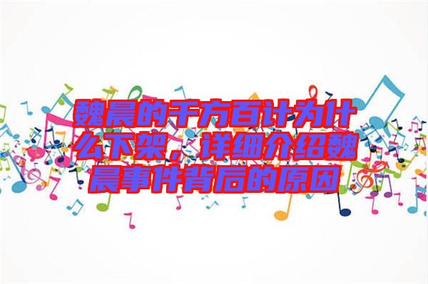 魏晨的千方百計(jì)為什么下架，詳細(xì)介紹魏晨事件背后的原因