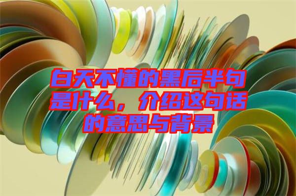 白天不懂的黑后半句是什么，介紹這句話的意思與背景